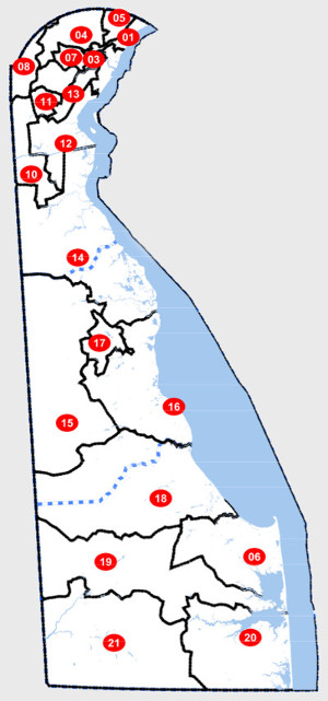 Delaware Representative District Map Senate District Delaware General Assembly